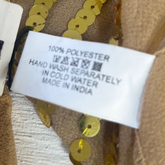 Bijoux Terner Scarf Womens Tan Gold Sequins Lightweight Elegant Accessory New - Picture 7 of 7